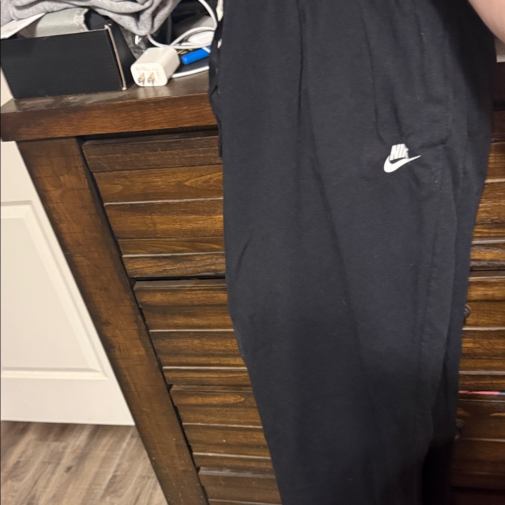 Nike Black Sweatpants with White Swoosh Logo